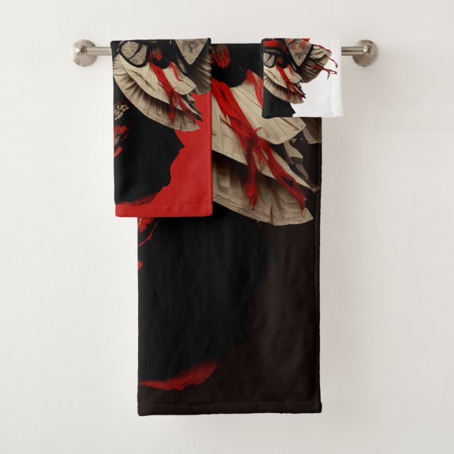 Conjunto De Toalhas Trendy Red White e Black Kabuki
