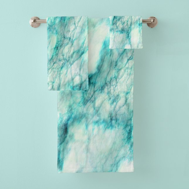 Conjunto De Toalhas Trendy Teal Marble Pattern (Criador carregado)