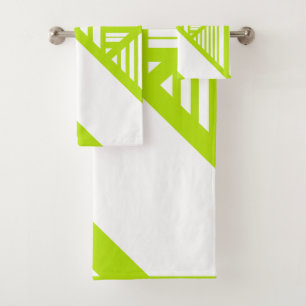 Conjunto De Toalhas Triângulo em Verde limão e Branco