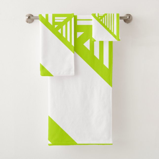 Conjunto De Toalhas Triângulo em Verde limão e Branco (Insitu)