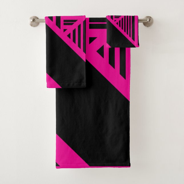 Conjunto De Toalhas Triângulo entre magenta e preto (Insitu)