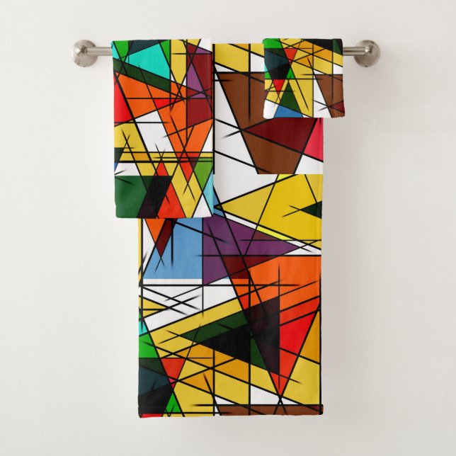 Conjunto De Toalhas Triângulo Moderno Colorido Geométrico  (Insitu)