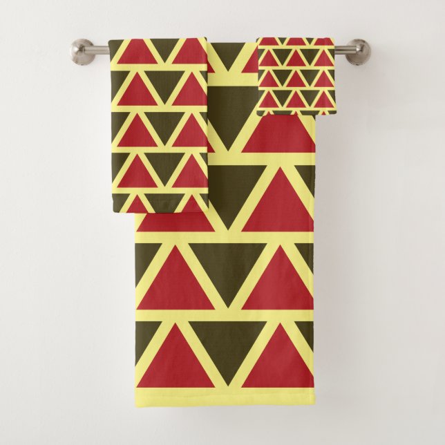 Conjunto De Toalhas Triângulo Vermelho Verde Geométrico (Insitu)