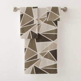 Conjunto De Toalhas Triângulos geométricos em castanho monocromático,