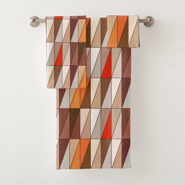 Conjunto De Toalhas Triângulos Geométricos Modernos, bege, castanho, v (Insitu)