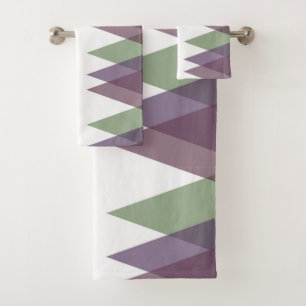 Conjunto De Toalhas Triângulos malva e verdes