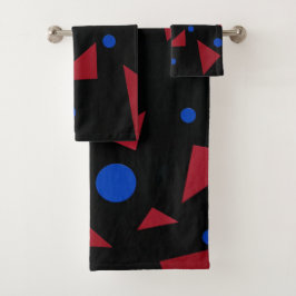 Conjunto De Toalhas Triângulos vermelhos, círculos azuis