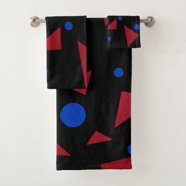 Conjunto De Toalhas Triângulos vermelhos, círculos azuis (Insitu)