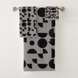 Conjunto De Toalhas Tribal Geométrico Moderno da Cinza Negra