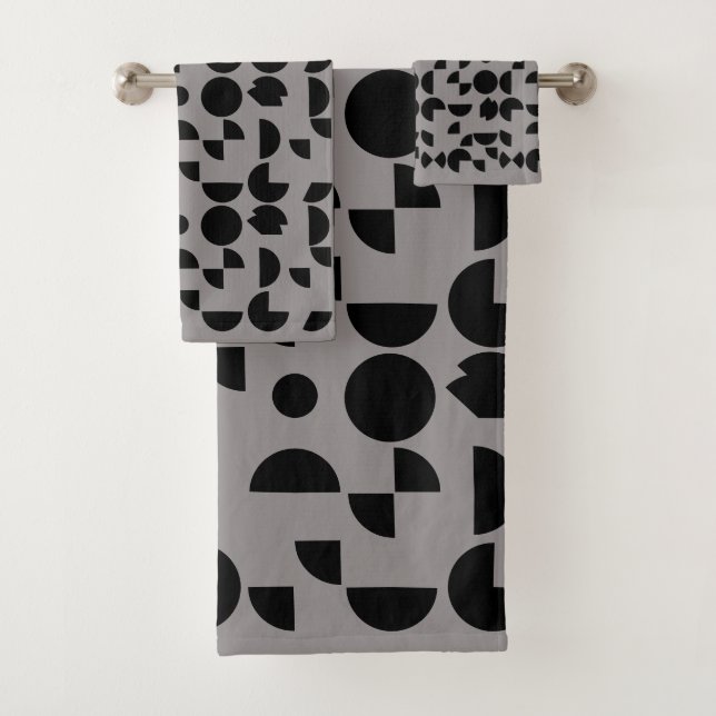 Conjunto De Toalhas Tribal Geométrico Moderno da Cinza Negra (Insitu)