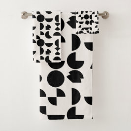 Conjunto De Toalhas Tribal Geométrico Moderno e Branco