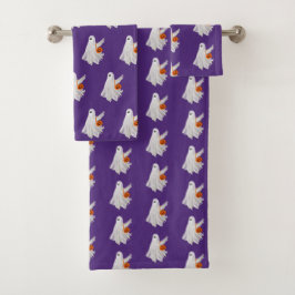 Conjunto De Toalhas Trick Ou Tratando Fantasma Com Balde De Doces De A