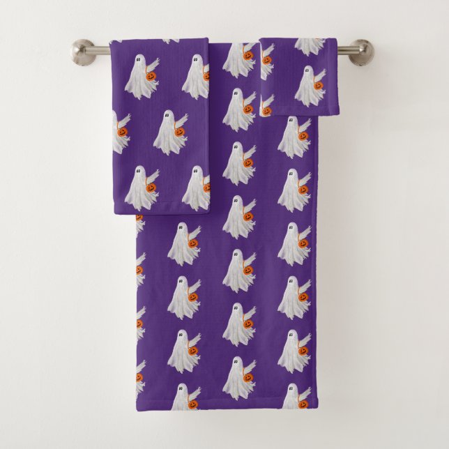 Conjunto De Toalhas Trick Ou Tratando Fantasma Com Balde De Doces De A (Insitu)