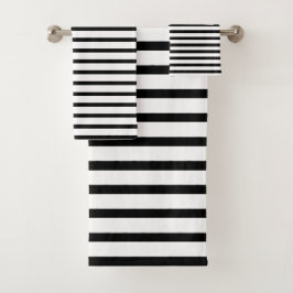 Conjunto De Toalhas Trilha Branca e Preta Moderna Três Peças