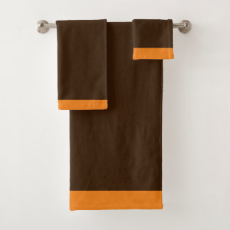 Conjunto De Toalhas Trim Laranja Castanho Equipe Esportiva Cores Bath