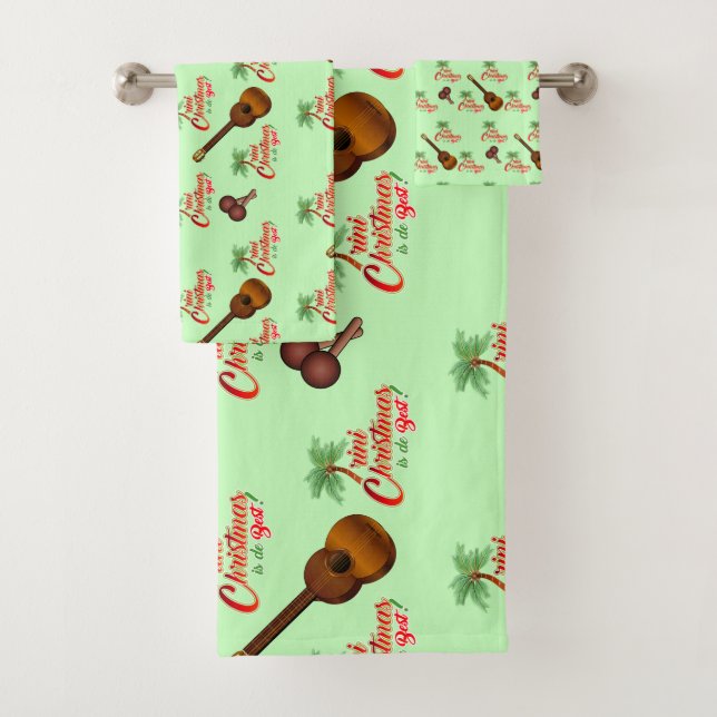 Conjunto De Toalhas Trini Natal com Cuatro e Shac Shac em GREEN (Insitu)