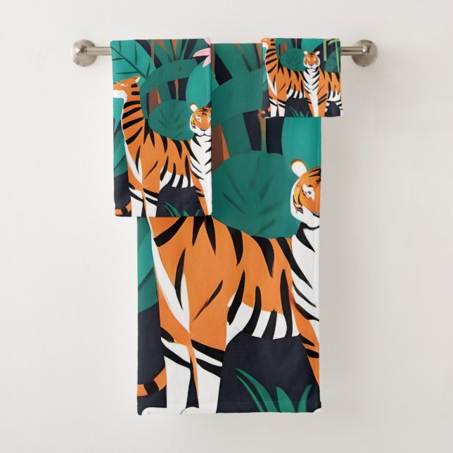 Conjunto De Toalhas Trio de Tigre Tropical (Insitu)