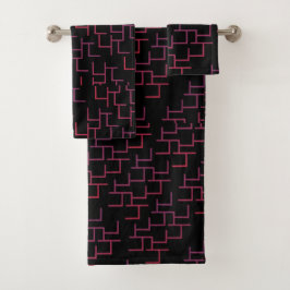 Conjunto De Toalhas Trippy Gradient Maze Black Red