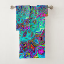 Trippy Sky Blue Abstrato Retro Liquid Swirl
