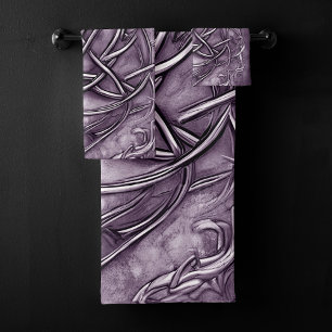 Conjunto De Toalhas Triquetra Trinity Knot Purple Faux Metal