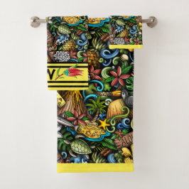 Conjunto de Toalhas Tropicais de Banho ALOHA