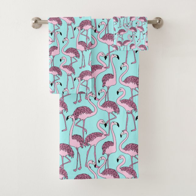 Conjunto de Toalhas Tropicais de Flamingo Azul e R (Insitu)
