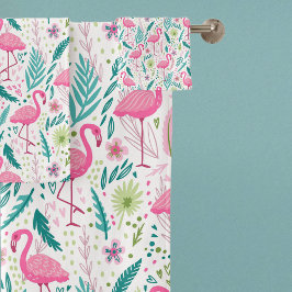 Conjunto De Toalhas Tropical Breezy Pink Flamingo Pattern
