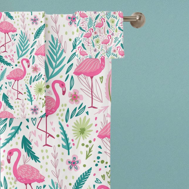 Conjunto De Toalhas Tropical Breezy Pink Flamingo Pattern (Criador carregado)