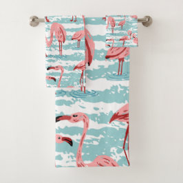 Conjunto De Toalhas Tropical Flamingo Paradise