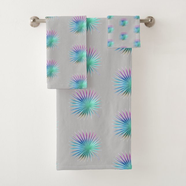 CONJUNTO DE TOALHAS TROPICAL IRIDESCENCENCENCENT PALM BATHROOM TOWEL S (Insitu)