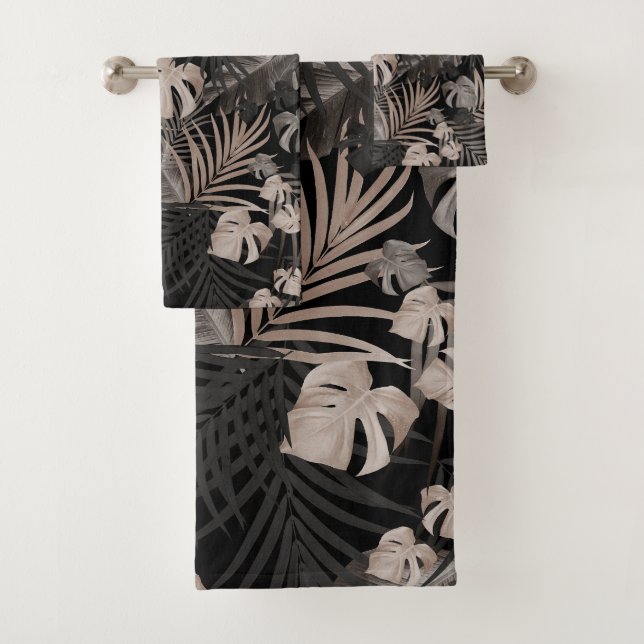 Conjunto De Toalhas Tropical Jungle Night Leaves 8 - Repetindo (Insitu)