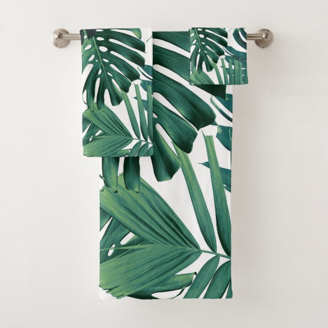 Conjunto De Toalhas Tropical Monstera Jungle Leaves 1 (Insitu)