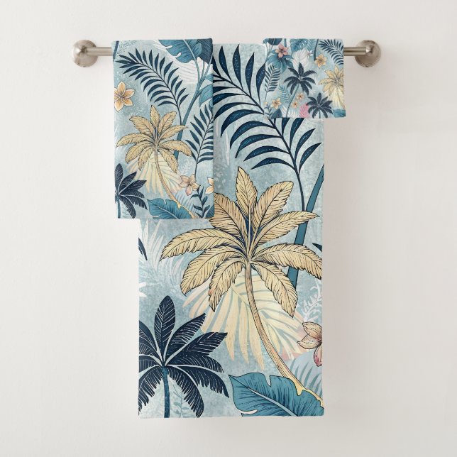 Conjunto De Toalhas Tropical Palm Trees Monstera Beach (Insitu)