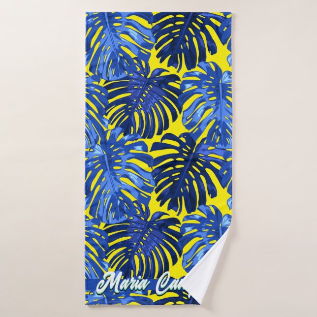 Conjunto De Toalhas Tropical Real Amarelo Amarelo Monstera deixa nome (Toalha de Banho)