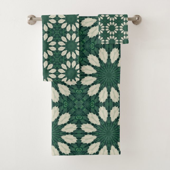 Conjunto De Toalhas Tropical Sacramento Green e Silver Circle Patter (Insitu)