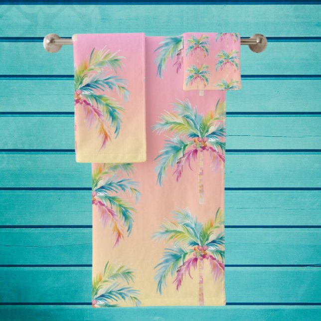Conjunto De Toalhas Tropical Sunset Palm Tree  (Criador carregado)