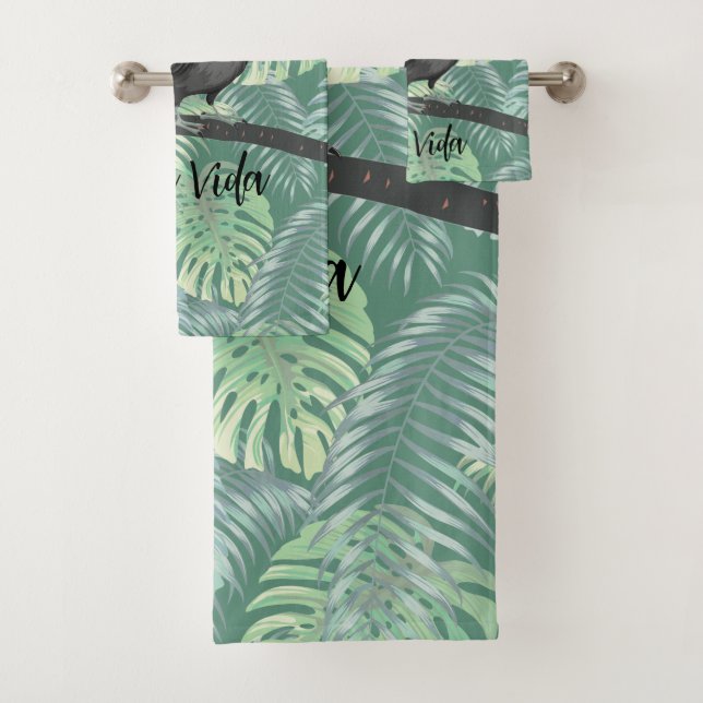 Conjunto De Toalhas Tropical Toucan Pura Vida Design Towel Set (Insitu)