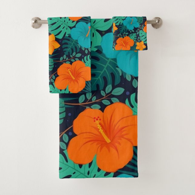 Conjunto De Toalhas Tropical Tropical Exótica Floral - hibisco (Insitu)