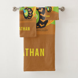 Conjunto De Toalhas Truque de Monstro Verde de Menino Bonito Personali