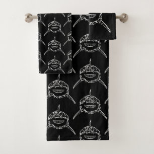 Conjunto De Toalhas Tubarão-branco-Excelente-tribal preto e branco