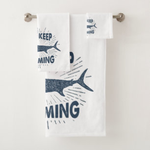 Conjunto De Toalhas Tubarão Náutico Continue Nadando
