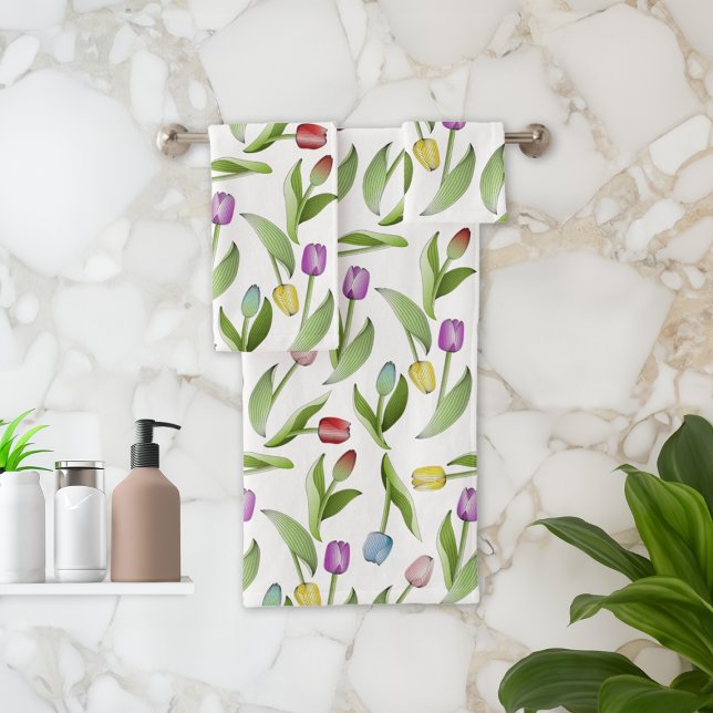 Conjunto De Toalhas Tulipa Colorida Moderna (Criador carregado)