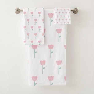 Conjunto De Toalhas Tulipa Cor Rosa Mínima Simples, Simples, Gota