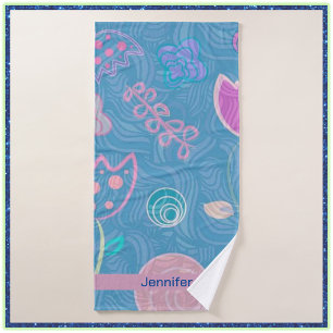 Conjunto De Toalhas Tulipa Floral Rosa Azul Moderno e Púrpura
