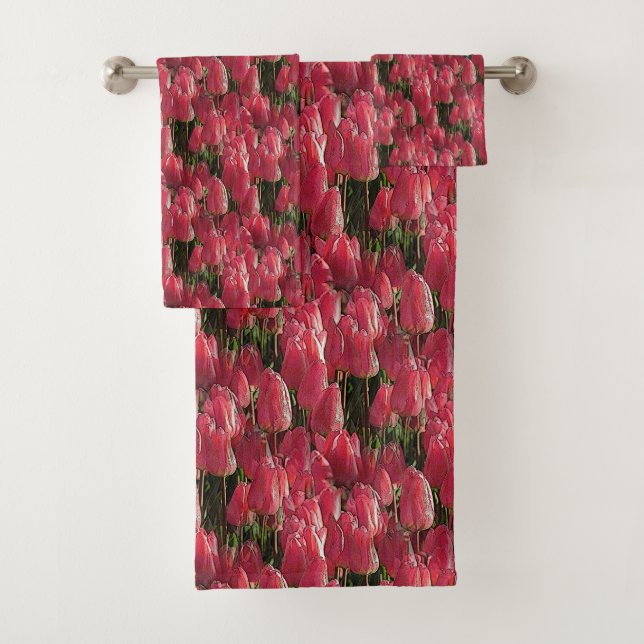 Conjunto De Toalhas Tulipas Rosa Floral (Insitu)