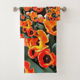 Conjunto De Toalhas Tulipas Vermelhas de Istambul