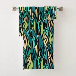 Conjunto De Toalhas Turquesa abstrato