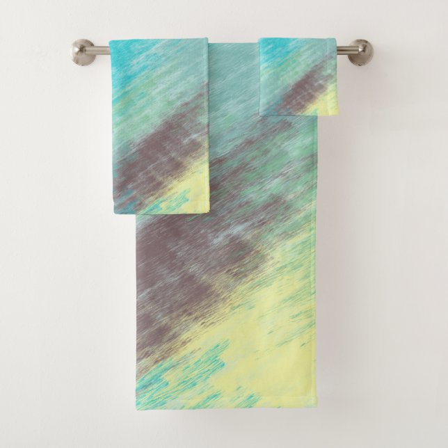 Conjunto De Toalhas Turquesa, Abstrato de mármore verde e Mauve (Insitu)