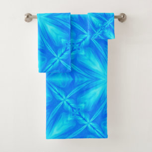 Conjunto De Toalhas Turquesa Azul Neon Psicodélico Abstrato Nublado