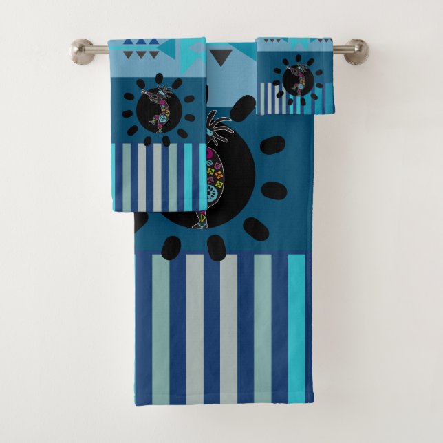 Conjunto De Toalhas Turquesa Azul Sudoeste Kokopelli (Insitu)